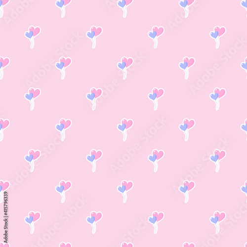 Seamless pattern with cute balloons on pink background