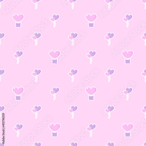 Seamless pattern with cute balloons on pink background