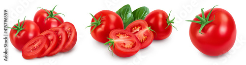 Tomato with slices isolated on white background with clipping path and full depth of field. Set or collection © kolesnikovserg