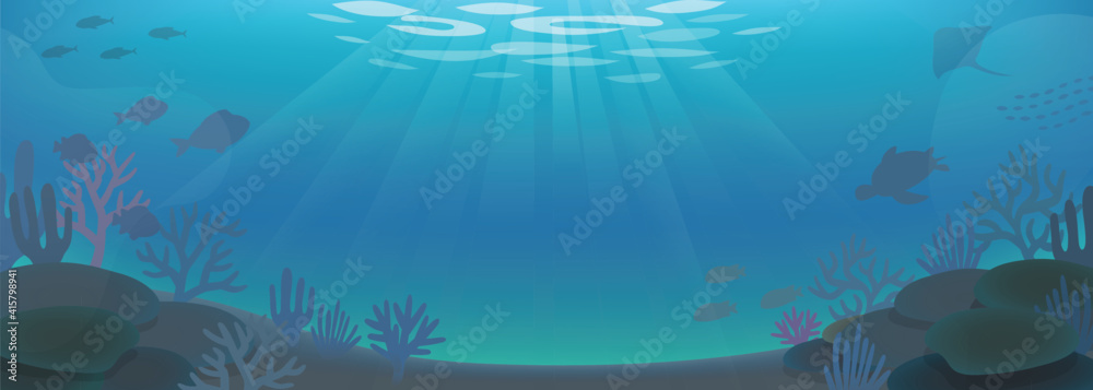 海の中 珊瑚と魚のイラスト Stock Vector Adobe Stock