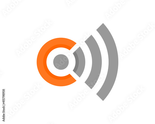 C Letter with network connection symbol logo