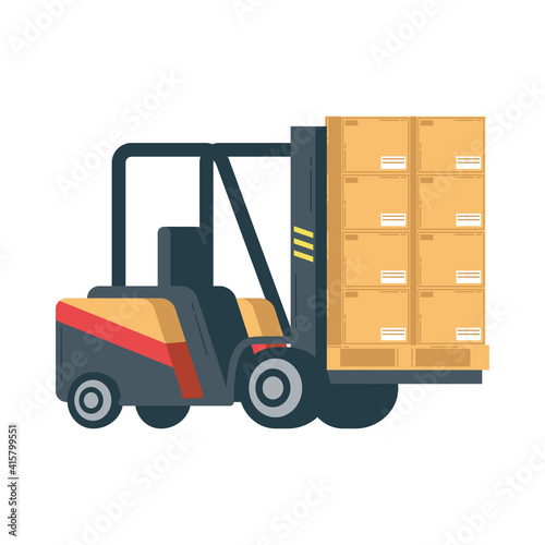 forklift with boxes delivery service