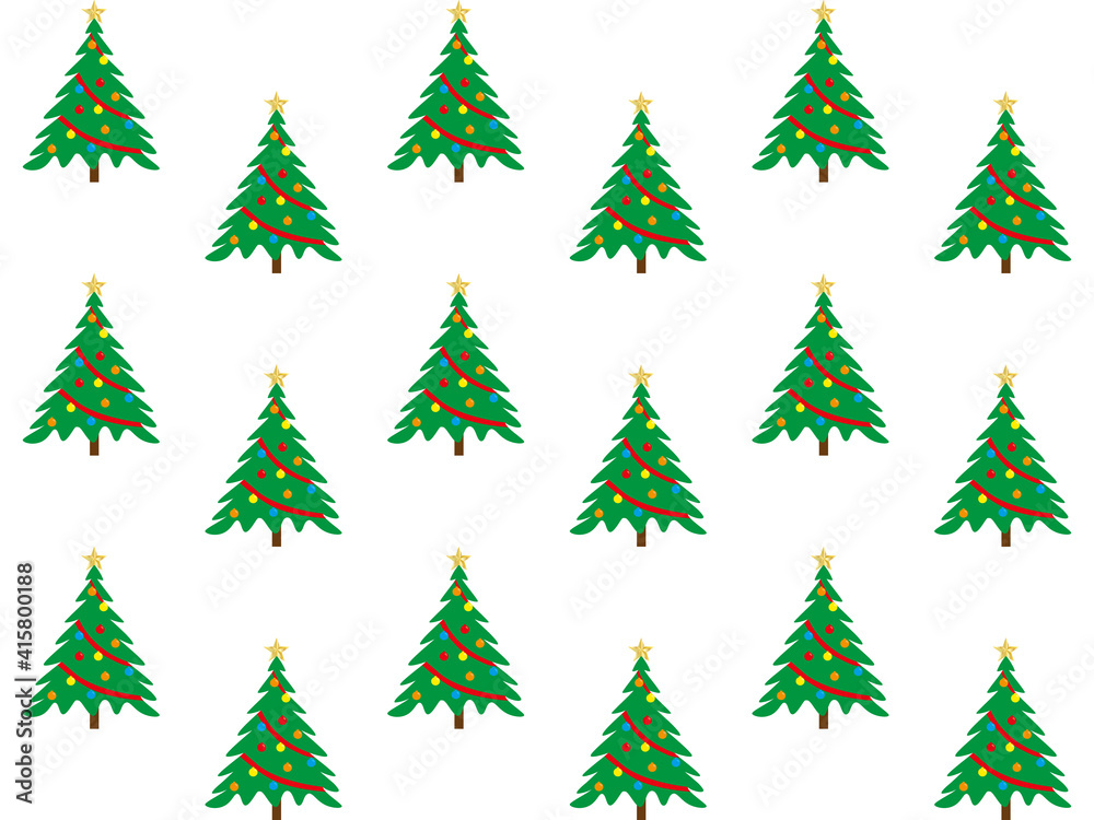 seamless background of decorated christmas tree with star and baubles