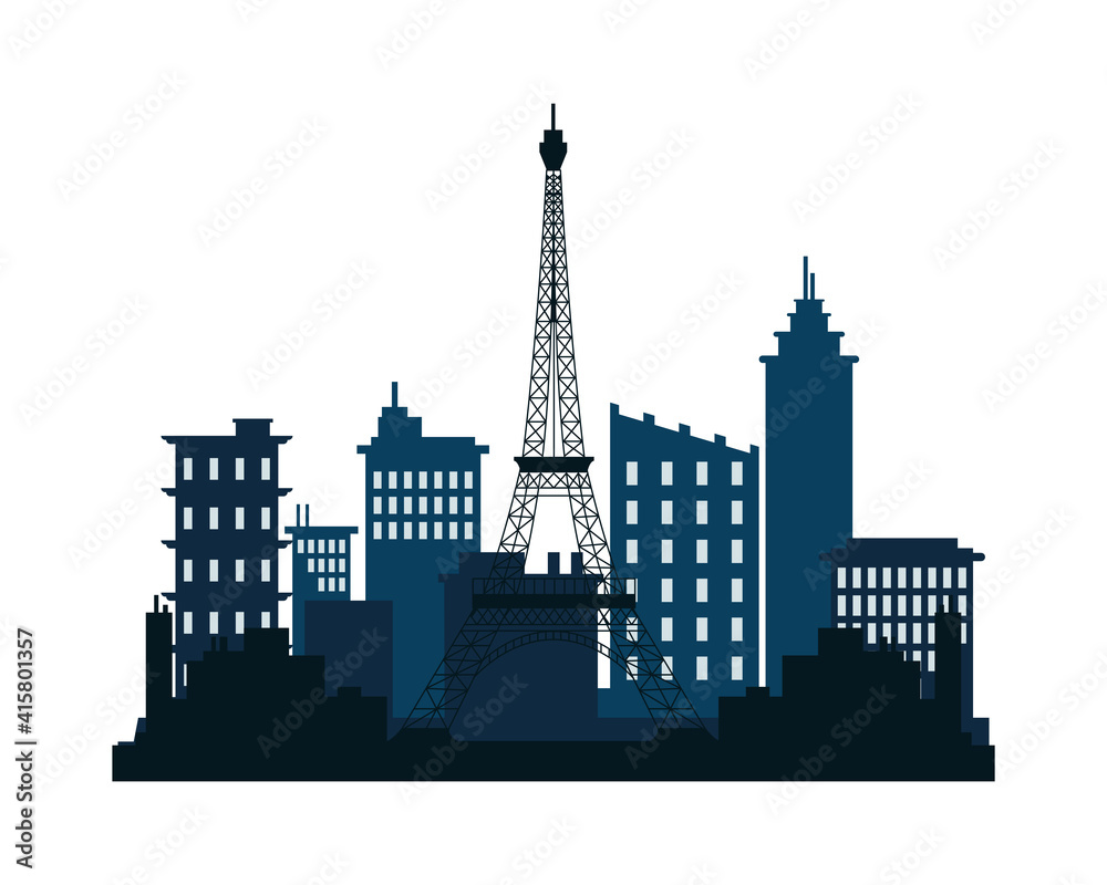 paris city architecture silhouette icon