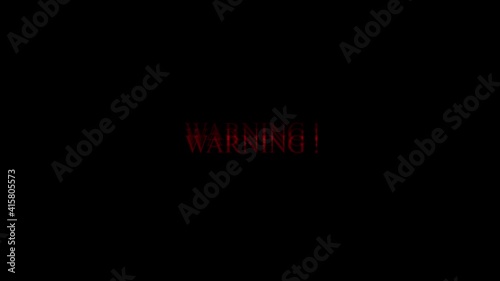 Warning Text with digital glitch effect.