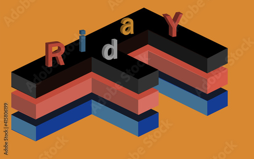 Big colorful letters Friday word