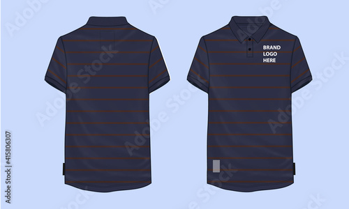 Stripe Navy polo shirt Premium vector Illustration template with sky blue background.