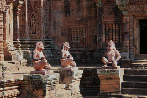 Details of the Hindu temple in Banteay Srei, Cambodia  photo