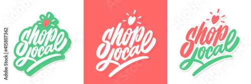 Shop local. Vector lettering banners set.