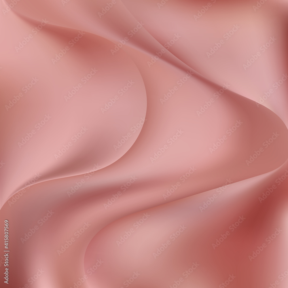 Obraz premium rose gold Satin Silky Cloth,Fabric Textile Drape with Crease Wavy Folds.with soft waves,waving in the wind.Texture of crumpled paper. Milk,Yogurt,Cream or cosmetics product Curl background.. eps 10