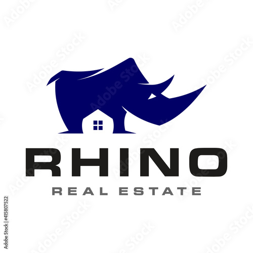 rhino home logo design template vector.