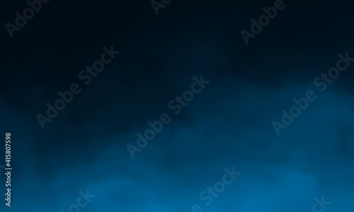 Blue smoke Isolated on black color dark horror background. Use for concept design Halloween Spooky night.