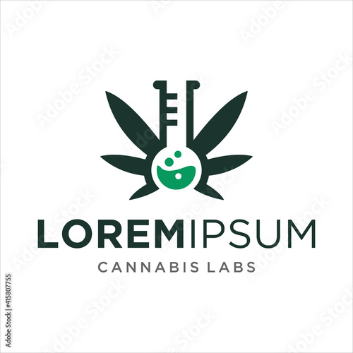 cannabis lab logo design template, vector illustration.