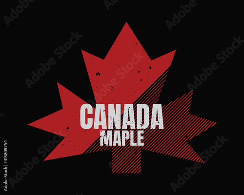 Vector illustration of text, CANADA, MAPLE, perfect for the design of t-shirts, shirts, hoodies, undershirts, etc.
