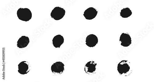 Vector grunge circles set. Collection of ink brush freehand elements