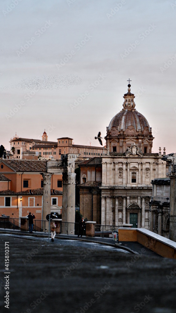 Church Of Santa Maria Di Loreto And The Holy Name Of Mary At The Trajan Forum From The Street