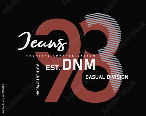 Vector illustration of text, JEANS, DENIM, perfect for the design of t-shirts, shirts, hoodies, undershirts, etc.