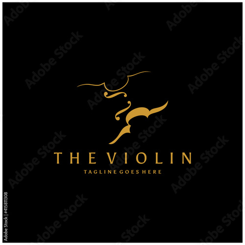 Silhouette of Golden Violin Cello Fiddle Contrabass