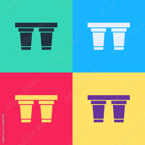 Pop art Water filter icon isolated on color background. System for filtration of water. Reverse osmosis system. Vector.