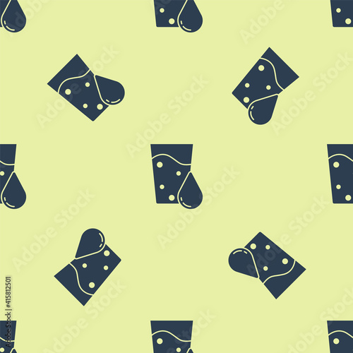 Blue Glass with water icon isolated seamless pattern on yellow background. Soda glass. Vector.