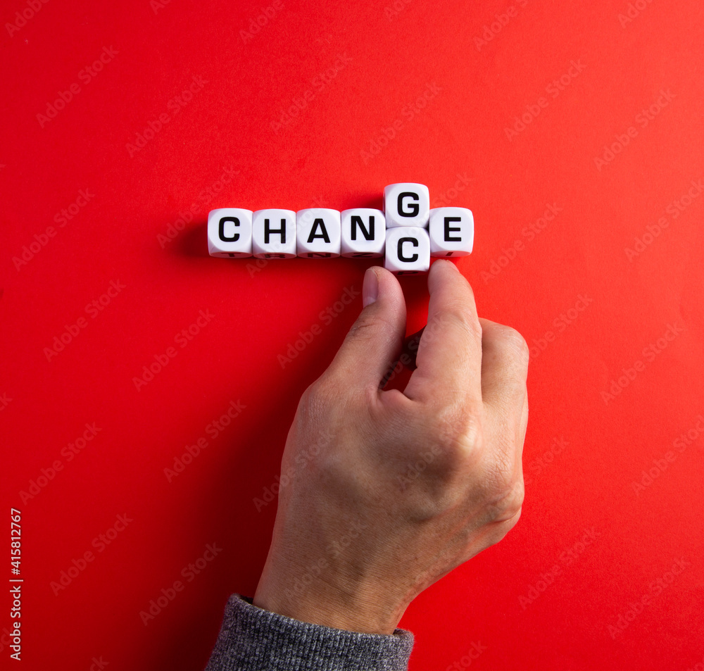 Cube with word change to chance, Personal development Cube with word change to chance, Personal development
