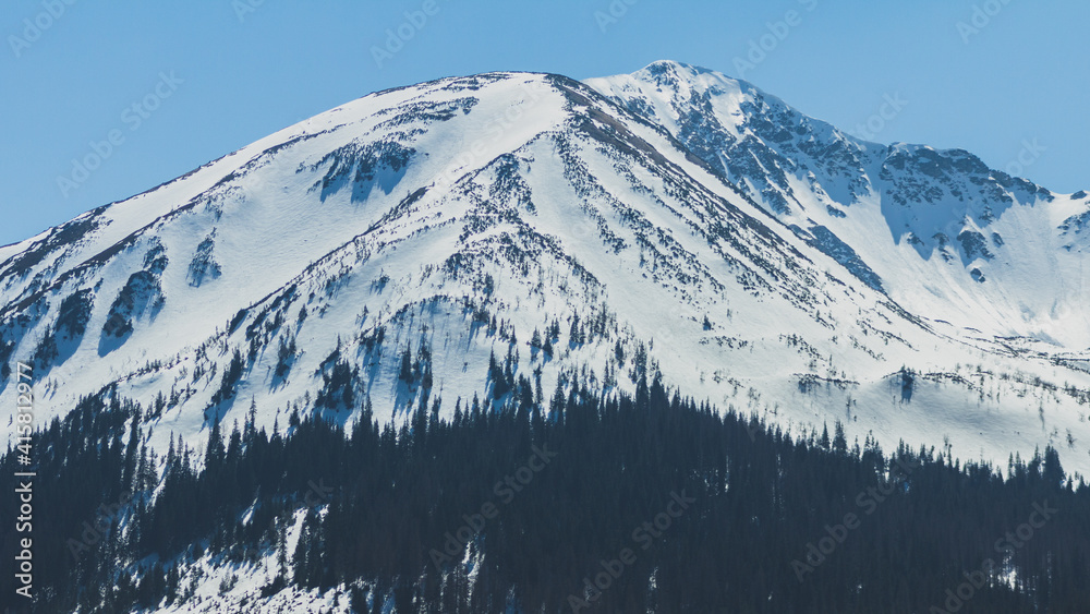 Snow-capped peaks of the mountains - the Tatra National Park