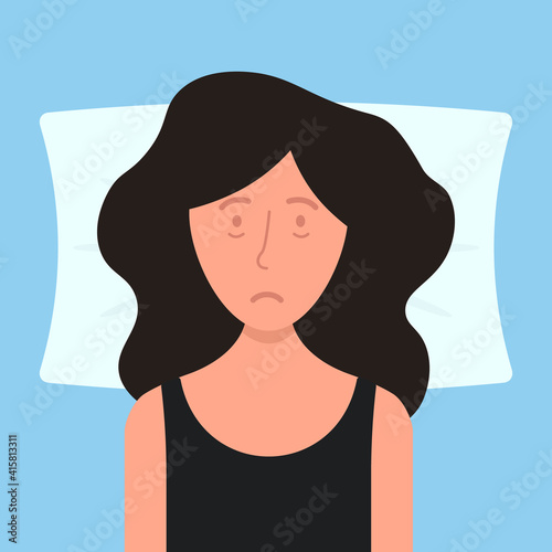 Sleep deprived woman illustration. Clipart image