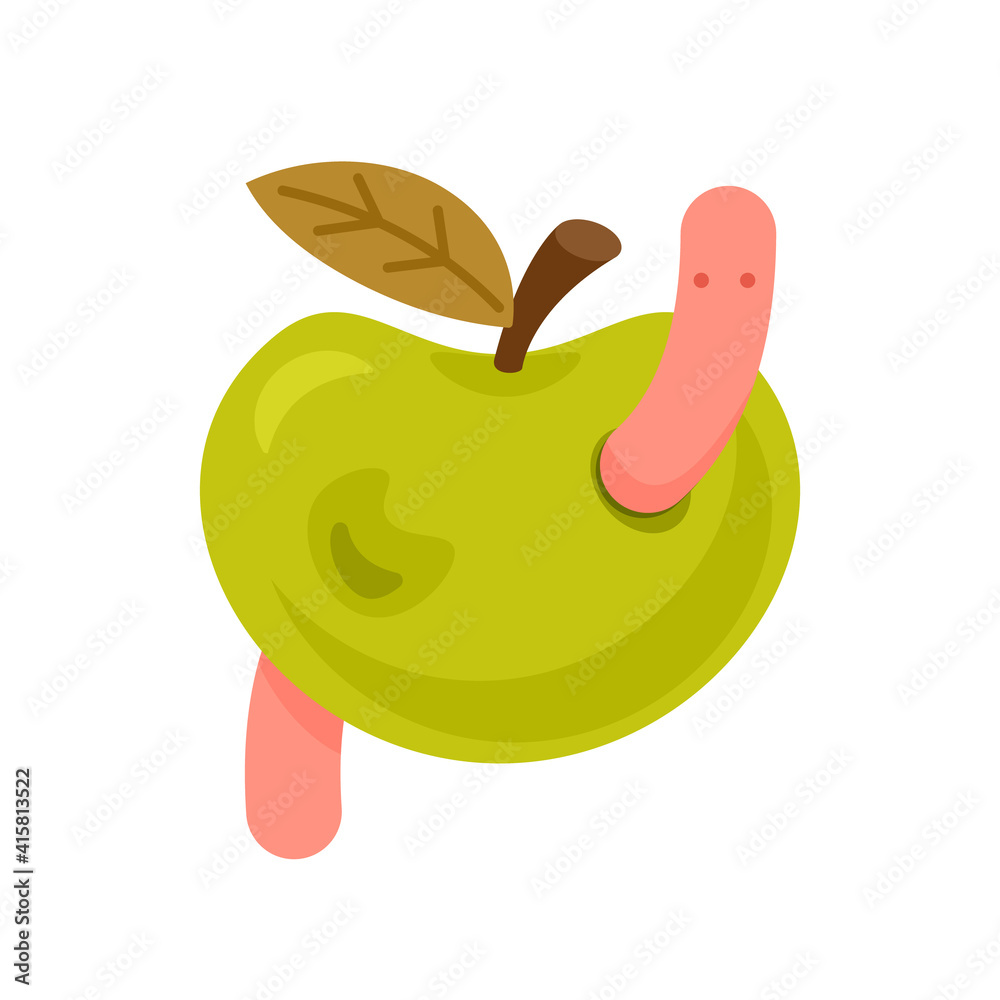 Rotten apple with worm icon. Clipart image isolated on white background ...