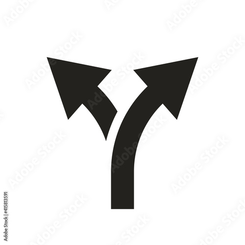 Two roads splitting icon. Clipart image isolated on white background