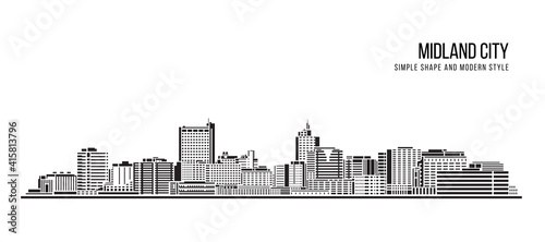 Cityscape Building Abstract Simple shape and modern style art Vector design - Midland city  texas