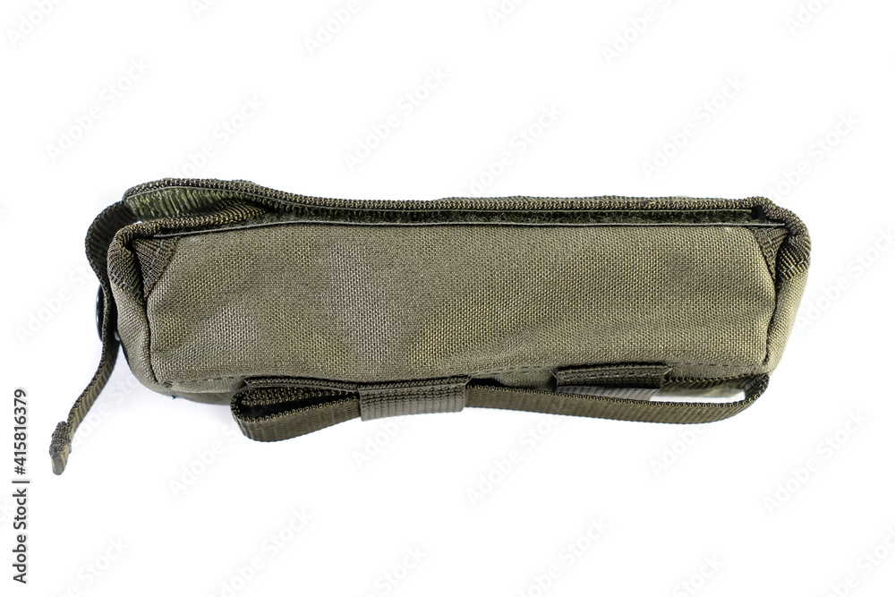 The military bag for turnstile, wicket, tourniquet or first aid kit isolated on white background. The military bag for turnstile, wicket, tourniquet or first aid kit isolated on white background.