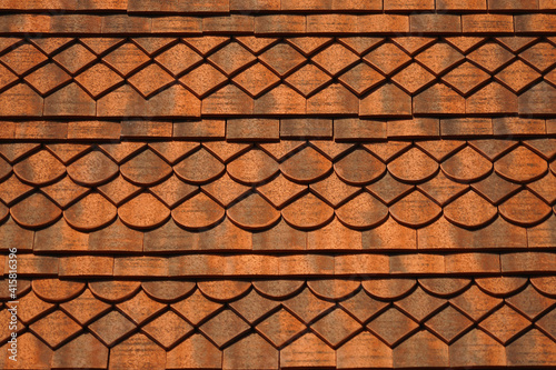 Red tiles on the historic house.  