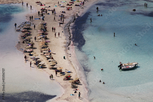 A colorful view of the Balos Lagoon on the shores of Crete.