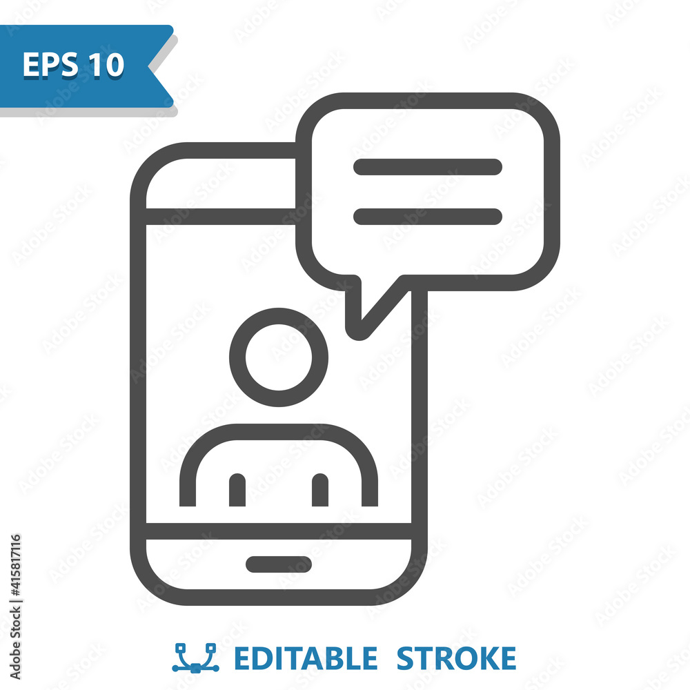 Video Call - Smartphone With Avatar And Chat Bubble Icon Video Call - Smartphone With Avatar And Chat Bubble Icon