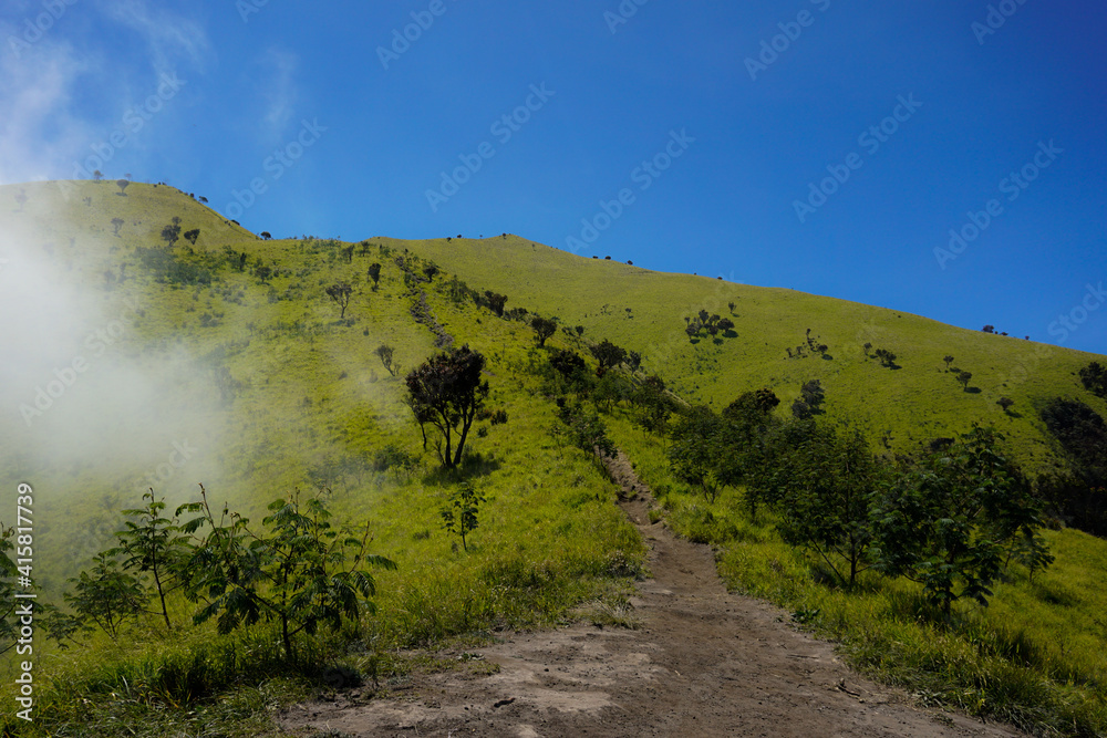 Pemandangan jalur pendakian Gunung Merbabu Indonesia / Hiking Road ...