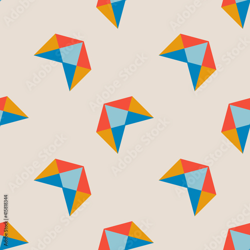 Arrow geo seamless pattern with triangles. Endless background of geometric shapes. 