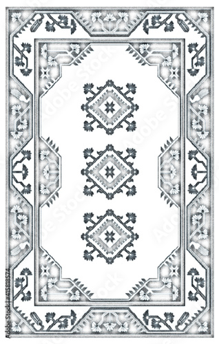 Carpet and bathmat Boho Style Tribal design pattern with distressed texture and effect 