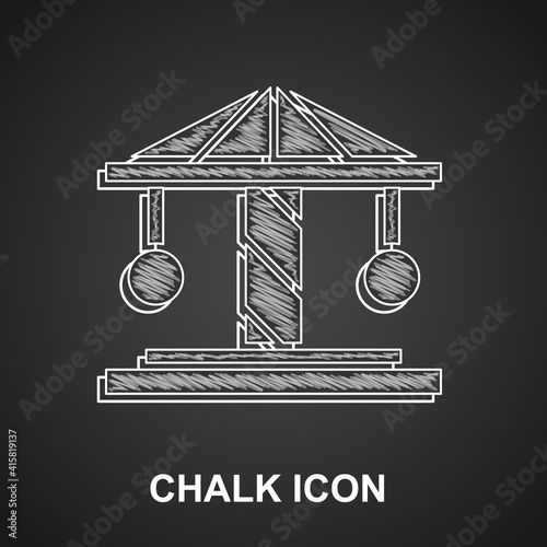 Chalk Attraction carousel icon isolated on black background. Amusement park. Childrens entertainment playground, recreation park. Vector.