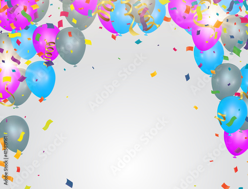 Happy Birthday - Balloons Background Design  place for text  vector birthday card  party invitation  banner 