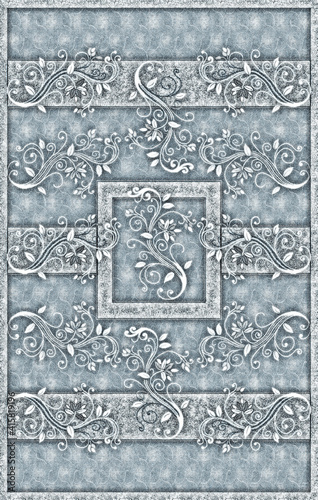 Carpet and bathmat Boho Style Tribal design pattern with distressed texture and effect 