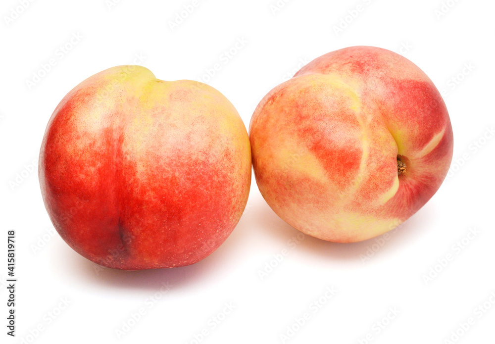 Two peach fruit isolated on white background Two peach fruit isolated on white background