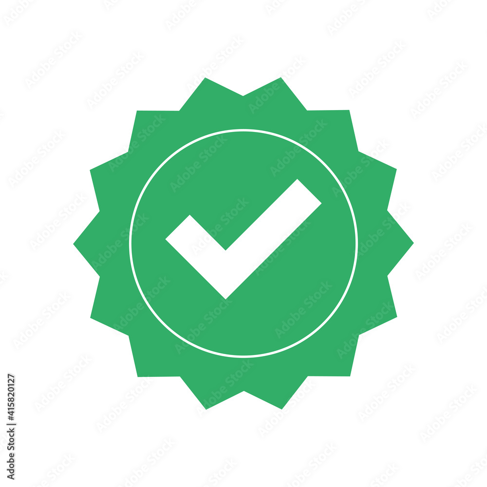 Checkmark vector icon in star badge. Symbol of approval. Checkmark vector icon in star badge. Symbol of approval.