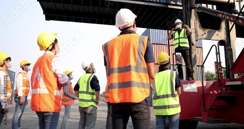 Supervisors educate and protect themselves from the Corona virus or COVID-19, Engineering workers at industrial sites.