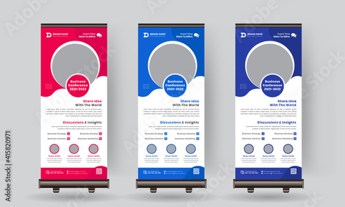 Business Conference Roll Up Banner Template Design