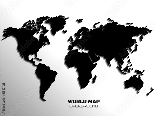 Abstract world map with shadow. Map of paper. Vector illustration