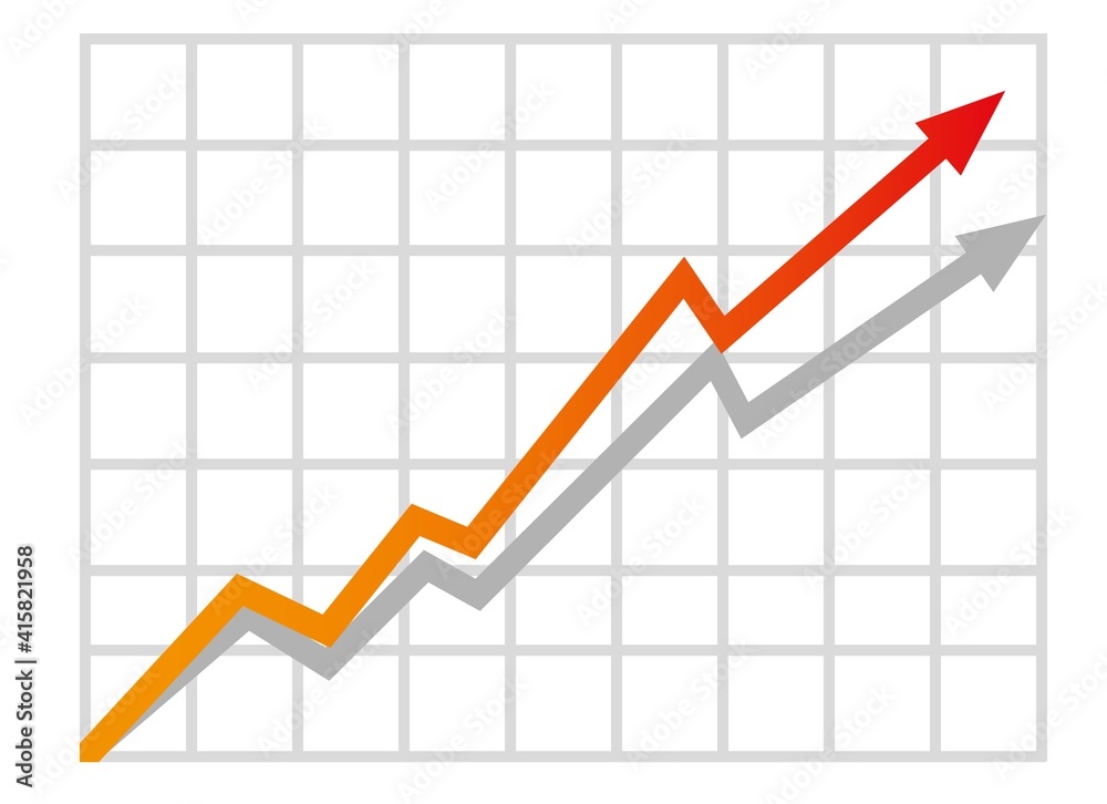 Graph with increase report. Diagram with rise and gain progress. Vector Graph with increase report. Diagram with rise and gain progress. Vector