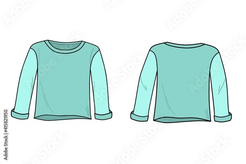 A set of long sleeve shirt mockups. Long sleeves with front and back views are suitable for girl or boys