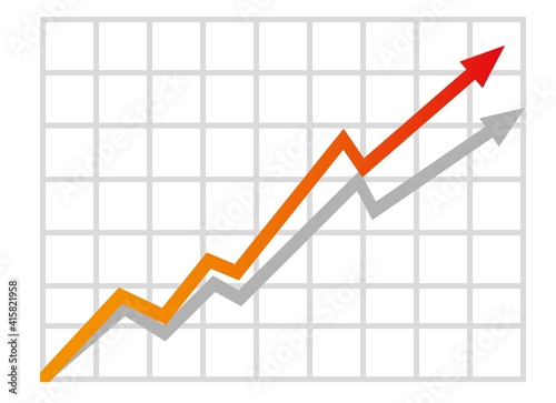 Graph with increase report. Diagram with rise and gain progress. Vector