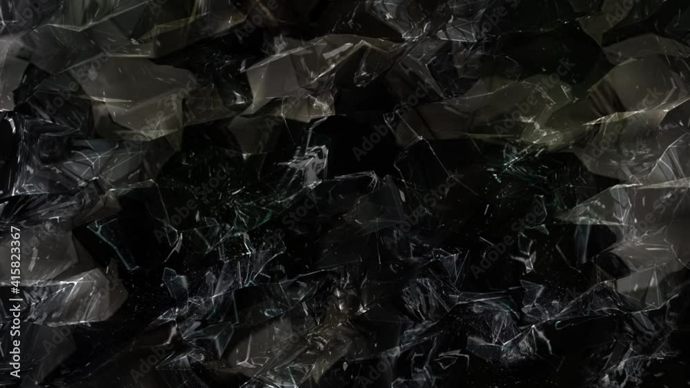 An abstract 'mirror' background animation, using wire frames and broken glass image textures.