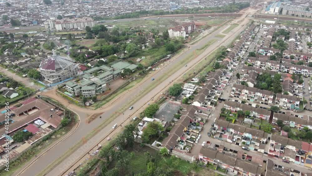 Aerial View of Modern Residential Building in Kibera Neighborhood Next by Slums of Nairobi, Kenya, 60fps Drone Shot Aerial View of Modern Residential Building in Kibera Neighborhood Next by Slums of Nairobi, Kenya, 60fps Drone Shot